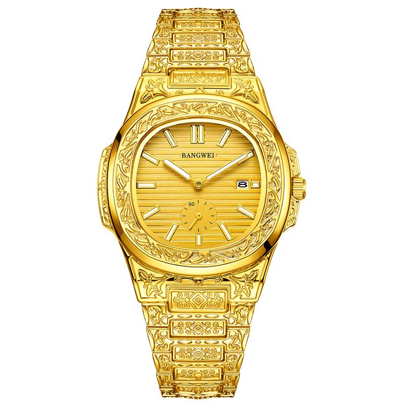 LIGE New Men Watches BANGWEI Brand Fashion Casual Quartz Wristwatches Waterproof Steel Strap Mens Watch