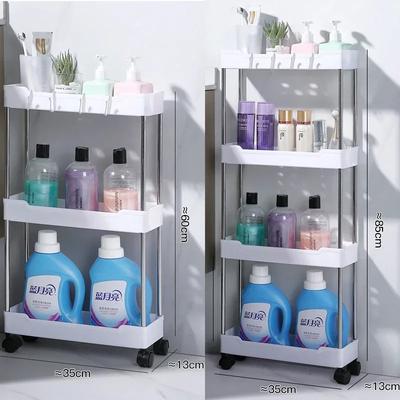 For Bathroom Storage Rack With Wheels 3/4 Layer Rolling Utility Cart Bathroom Storage Organizer Multi-purpose Corner Shelf