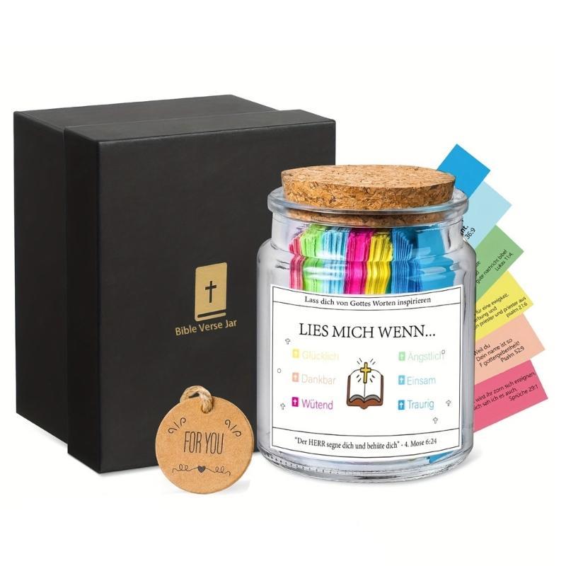 Devotional Vessel Bible Verses In Glass Jar For Prayer Scripture Paper Cards Included Christian Home Decoration Gift