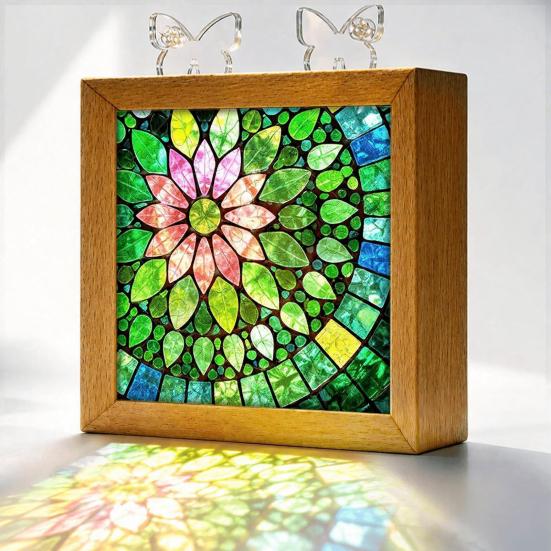 Desktop Light for Office Acrylic Puzzle LED Night Light, 2-In-1 USB Royal Iris Bloom Jigsaw Lamp, Cozy Atmosphere DIY Creative Home Ambient