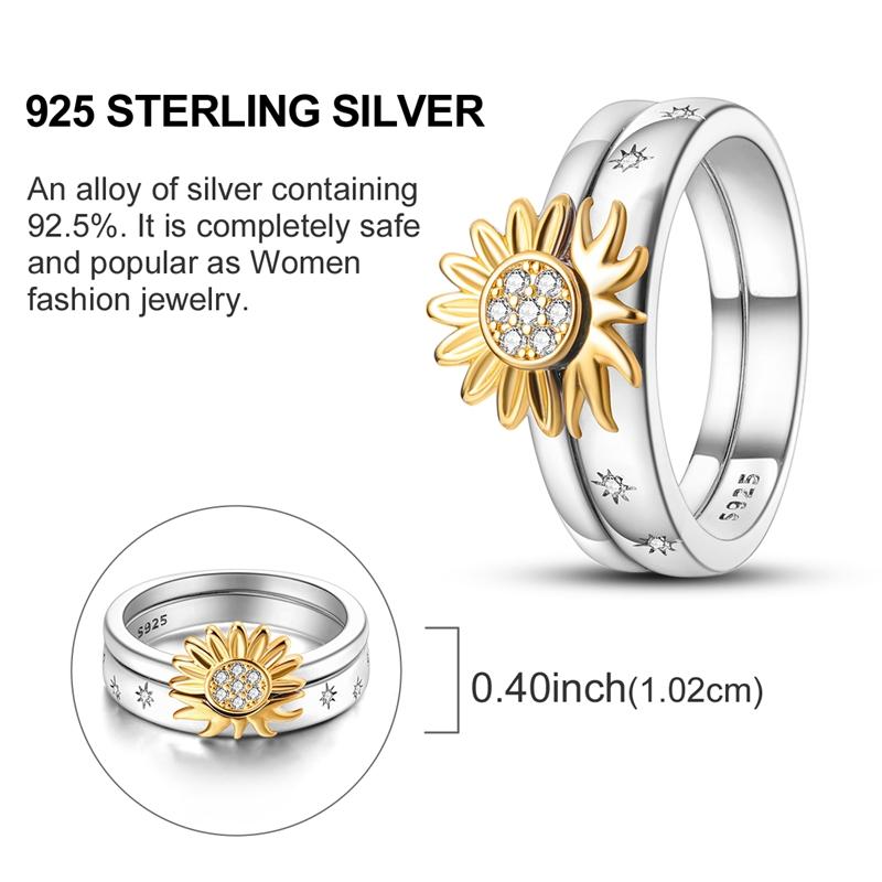 925 Sterling Silver Gold Ring Sparkling Infinite Love  Rings for Women Girl Wedding Jewelry Gifts