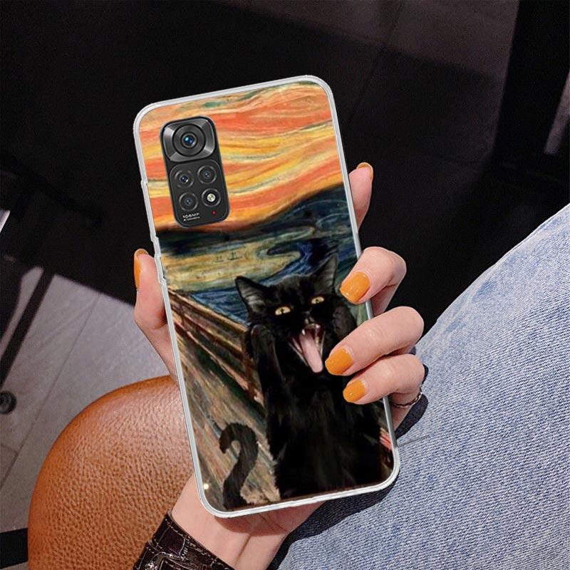 Black Cat Cartoon Cute Phone Case For Xiaomi Redmi Note 15 14 13 12S 12 11 Pro Plus 14S 11S 11E 10 10S 11T 5G Personalized Cover