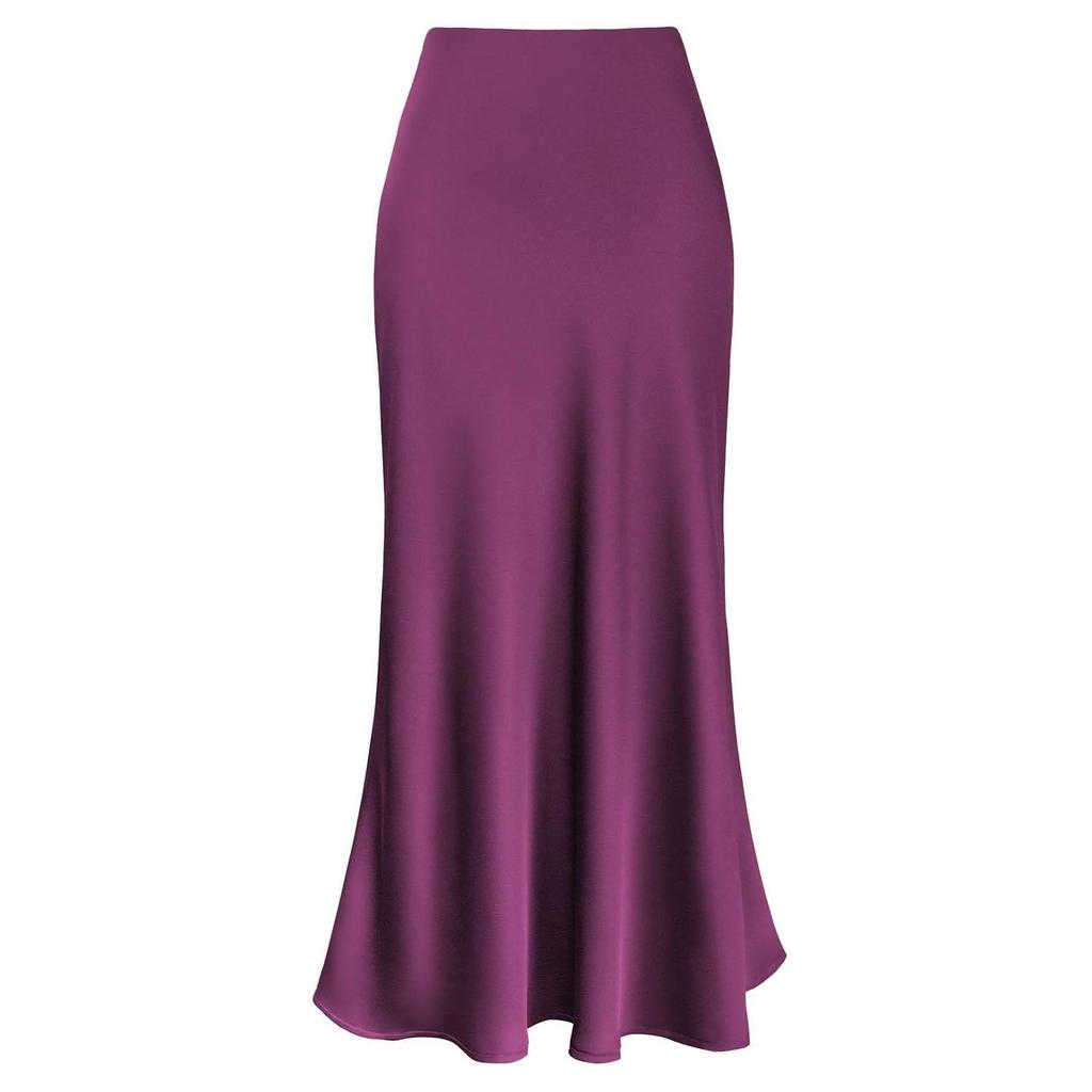 Gonna da Cocktail da Sera da Donna a Vita Alta Primavera ed Estate Gonne Lunghe Pieghettate in Raso Eleganti e di Carattere Gonne Maxi Chic