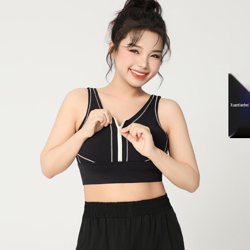 

Летний спортивный бюстгальтер с цветными блоками и молнией до середины груди: Ультратонкий контроль живота, длинная майка, защита от ударов, стильный дизайн спины. XL