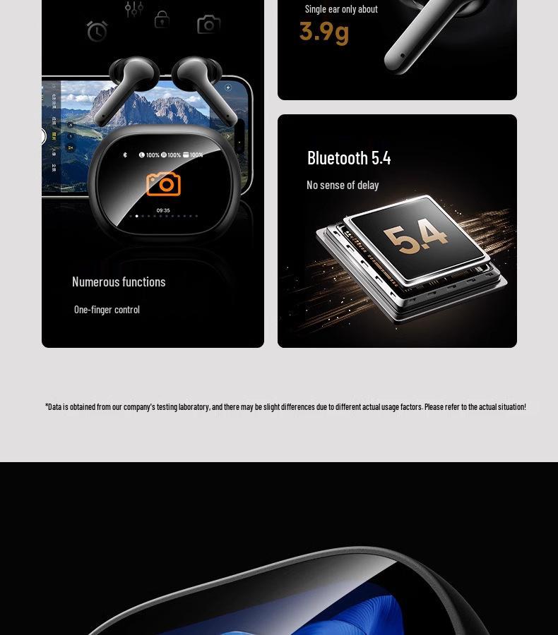 2025 AI Translation Bluetooth Earphones with Color Screen, Built-in App, Long Battery Life, Type-C In-Ear Wireless.