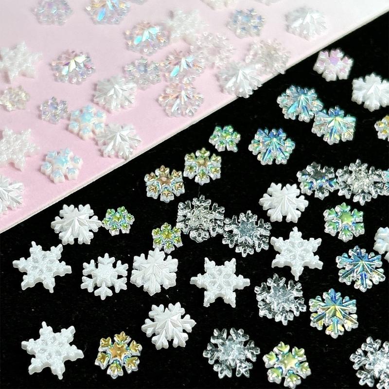 1Set Random White Iridescently Snowflake Resin Nail Decoration DIY Manicure Safe Resin Craft