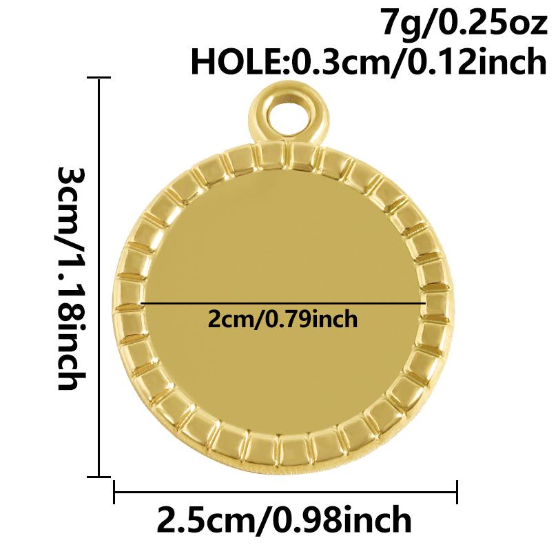 6Pcs Blank Settings Cabochon Pendants Round Rectangle Square Charm Stainless Steel Charms For Jewelry Making Bulk Diy Necklaces