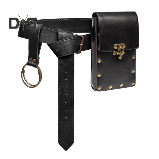 

Унисекс ретро поясная сумка стимпанк ренессанс поясная сумка кошелек для монет средневековый праздничный костюм аксессуары для Хэллоуина походная юбка ремень повседневный поясной ремень чёрный