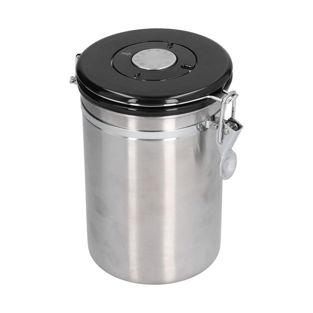 Stainless Steel Coffee Canisters with Calendar Wheel Exhaustable Coffee Jar for Home Coffee Shop