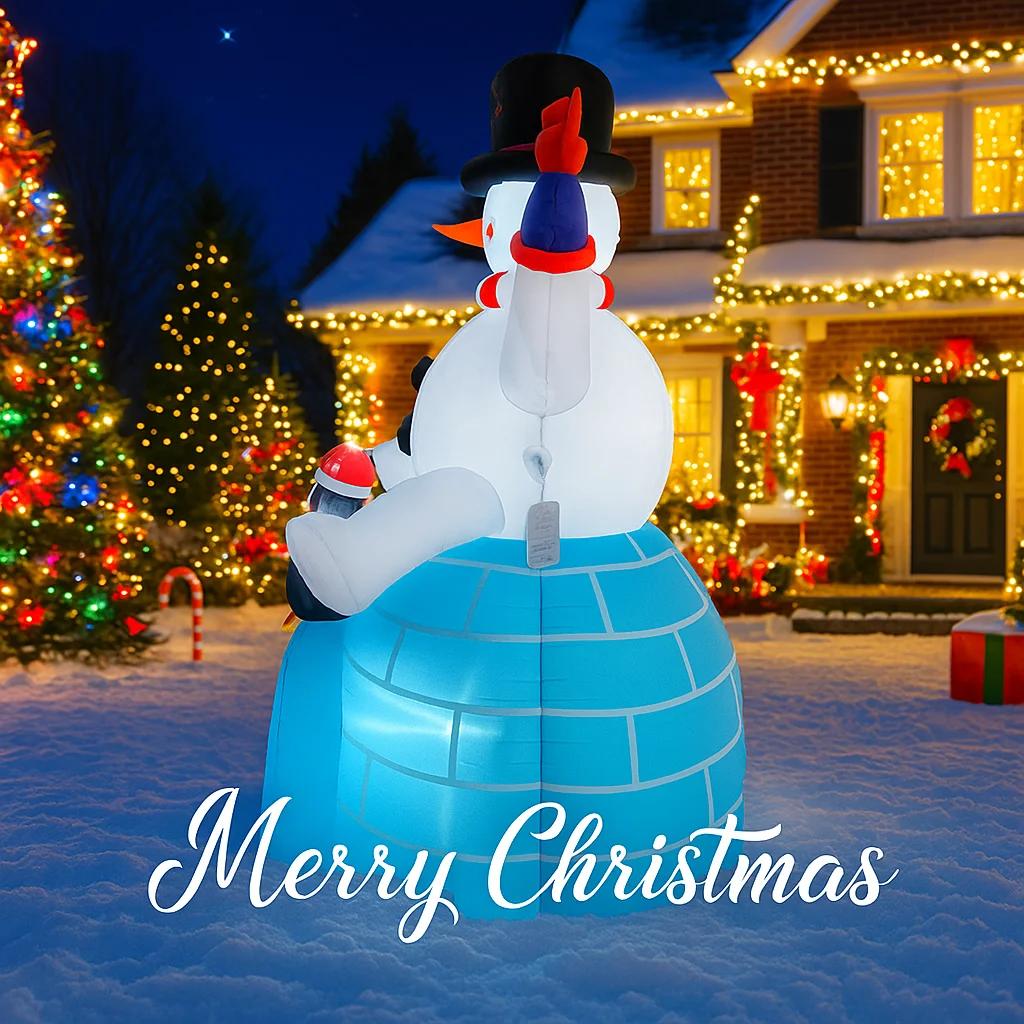 5.9FT Xmas Holiday Inflatable Yard Decor Snowman Penguin Igloo LED Christma Home Decoration Ornament Toy Gift Supplies Decor