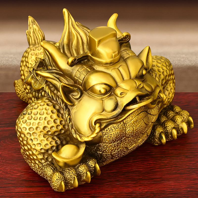 Golden Ornament Pure Copper Emperor - Toad Home Office Store Desktop Decoration Brass Three-Legged T