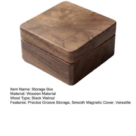 Walnut Cufflink Box, Solid Wood Magnetic Closure Storage Case for Men, Small Jewelry Organizer for Rings Necklace, Gift Box for Men