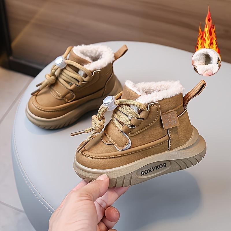 

Childrens Snow Boots Winter High-top Kids Sneaker Comfortable Warm Girl Boys Ankle Boot Warm Cold Proof Outdoor Cotton Shoe 21 хаки