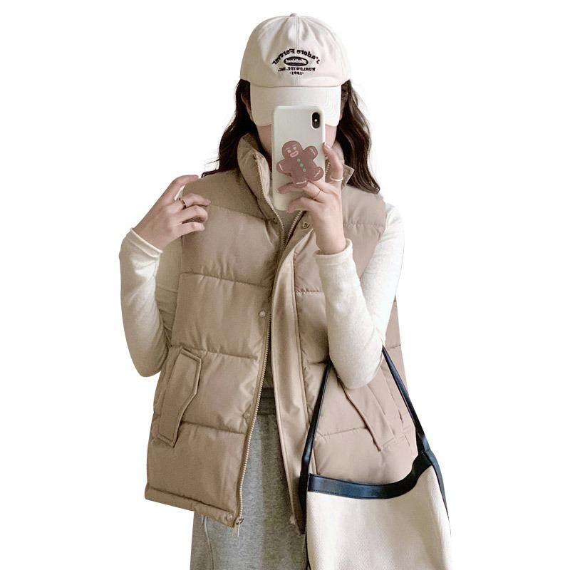 Spring and Autumn New Short Down Cotton Vest Women Wear Loose Outer Vest Jacket