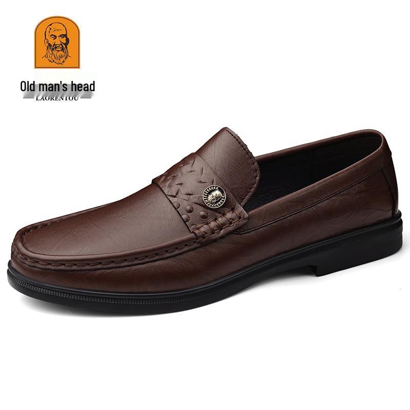 Men s Genuine Leather Slip-On Loafers: Breathable, Non-Slip, Casual Comfort Shoes 40