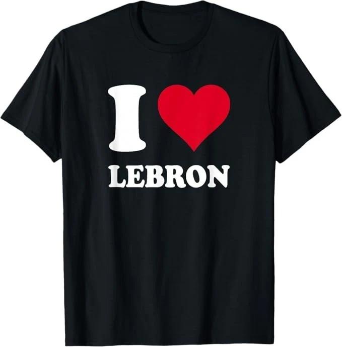 Unisex Adult Casual Graphic I Love Lebron Red Heart Graphic T-Shirt... XXXL