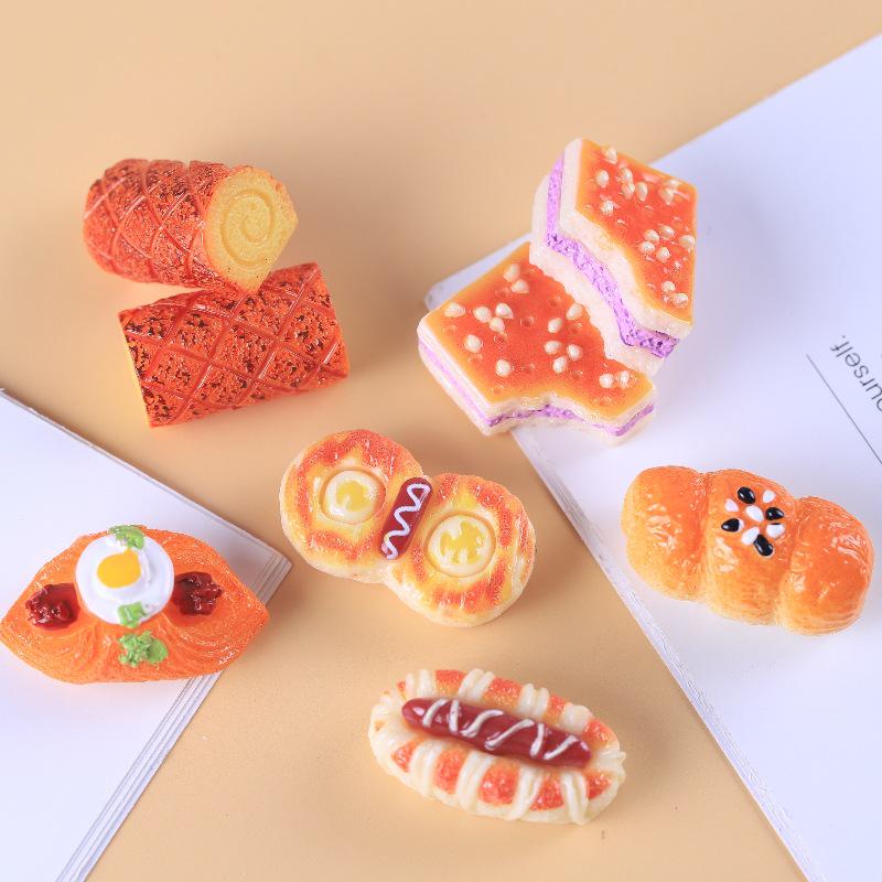 Childlike DIY Cream Bread Cake Keychain Pendant - Resin Craft Accessories