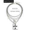 Collier pendentif croix superposé hiphop pour femmes avec design géométrique en alliage