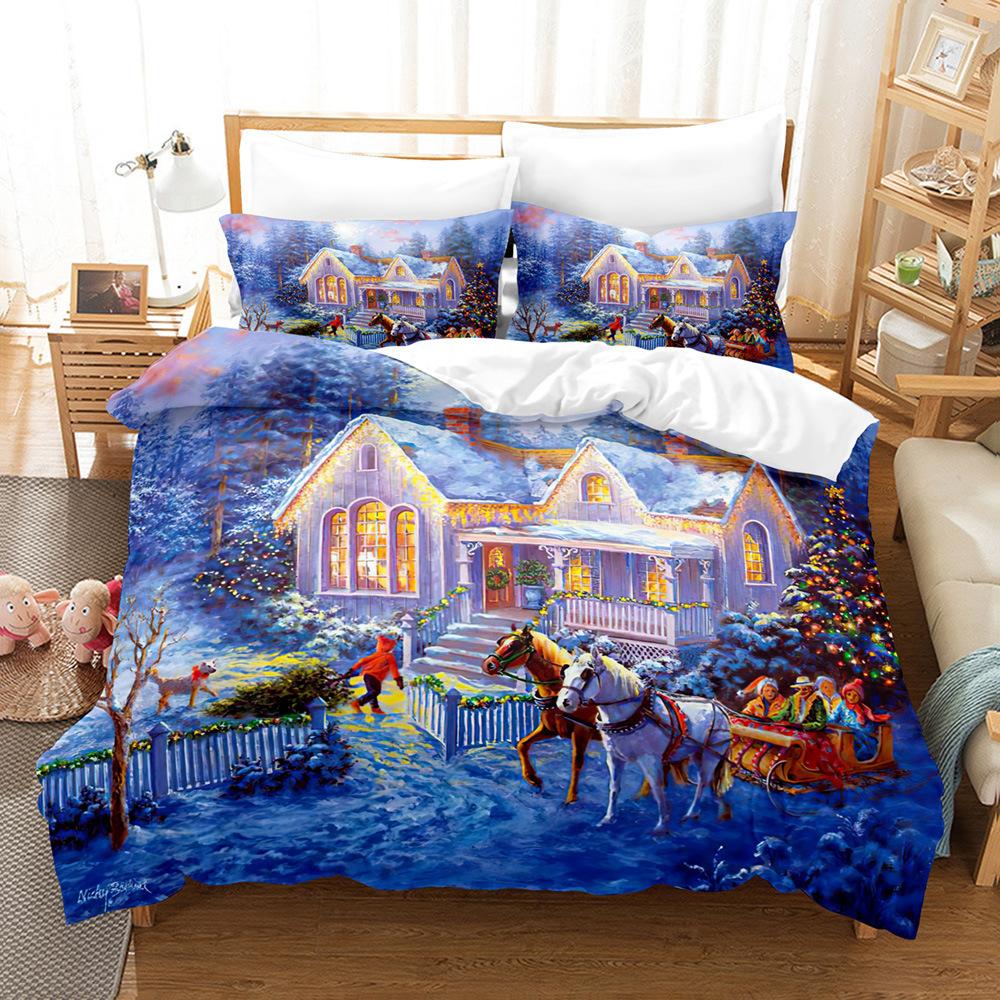 3D Digital Printing Three-Piece Set, Santa 2 Printing Bedding Kit