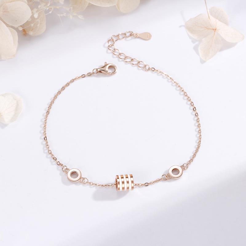 Korean Style Rose Gold Epoxy Simple Sterling Silver Bracelet for Women 925 Silver