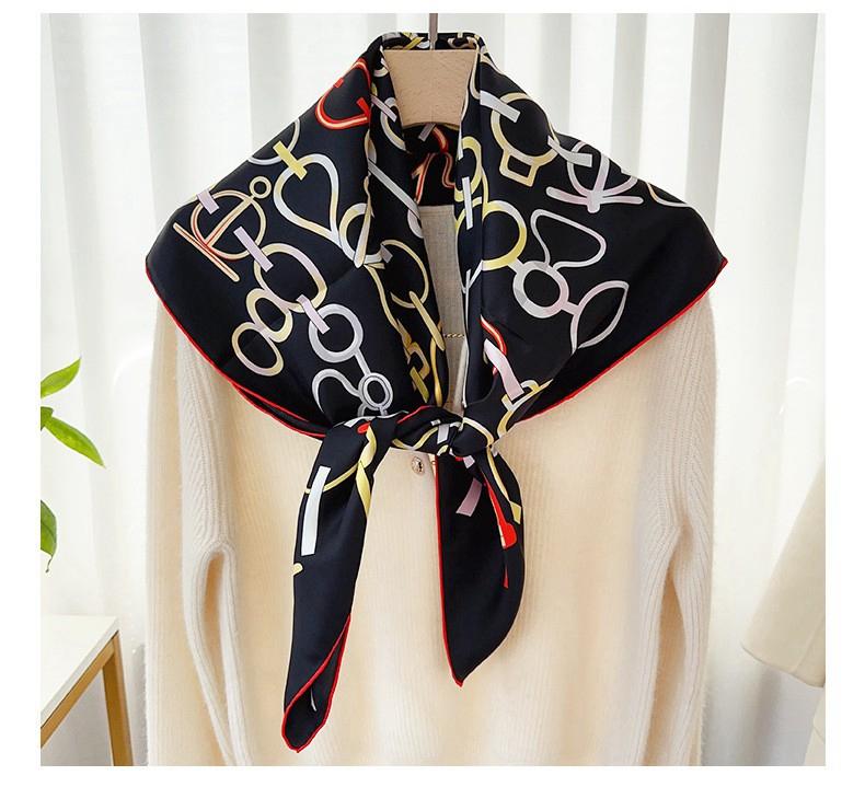 

90 Silk Scarf Wraps 100% Silk Neckerchief Shawl 2024 Womens Fashion Bandana Scarf Foulard чорний