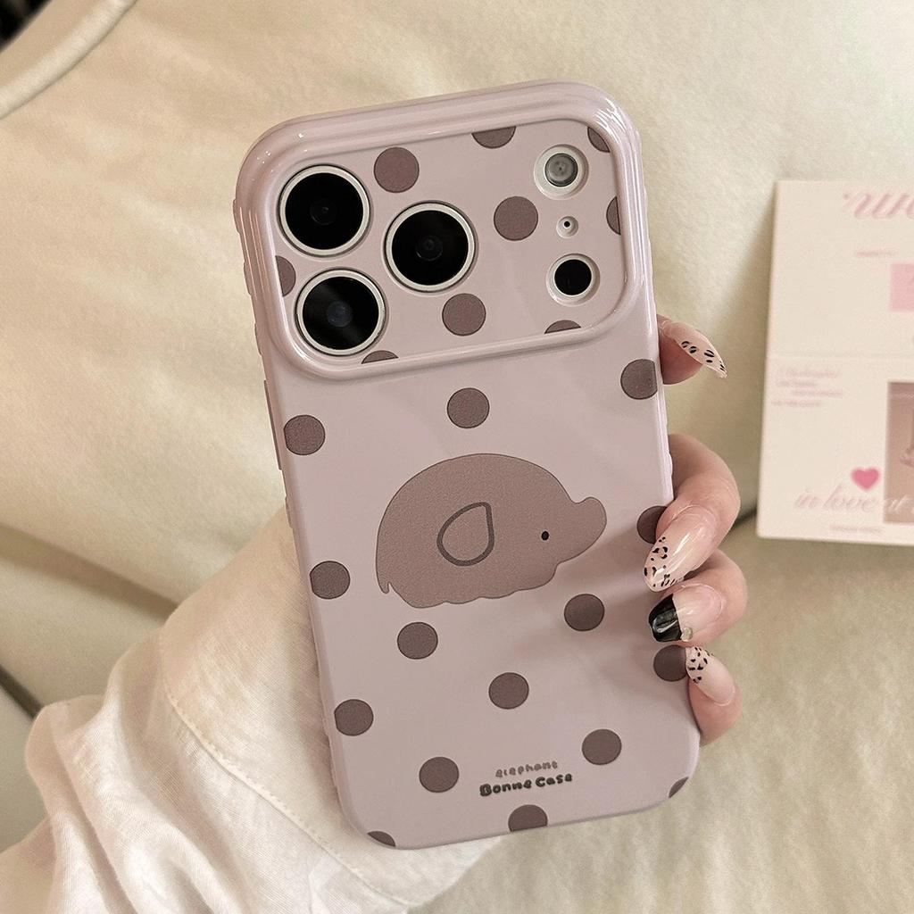 Cute Cartoon Polka Dot Elephant Phone Case for iPhone 17 and iPhone 17 Pro Max
