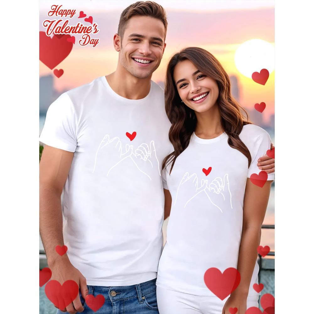 Pullover with White Heart Design Sleeve Casual Sportswear for Women Valentine's Day Love