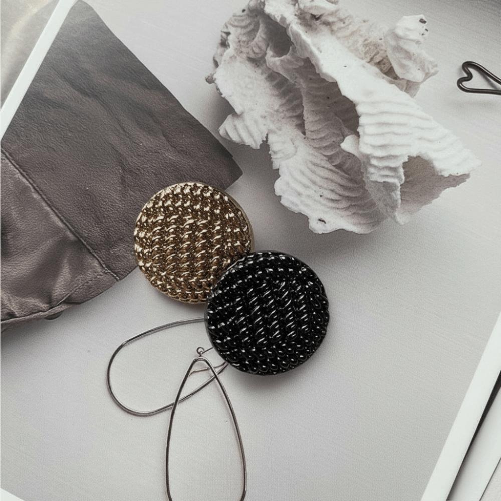 DIY Shirt Buttons Black Gold Clothing Buttons Handmade Woven Metal Buttons  Clothing Accessories