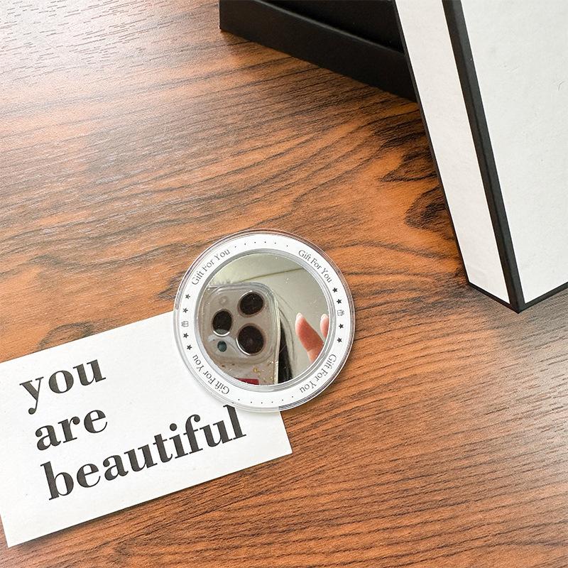 

Round Mirror Magnetic Suction Mobile Phone Airbag Bracket Base Portable Makeup Mirror Simple Mirror Sticker Refrigerator Sticker Makeup Mirror