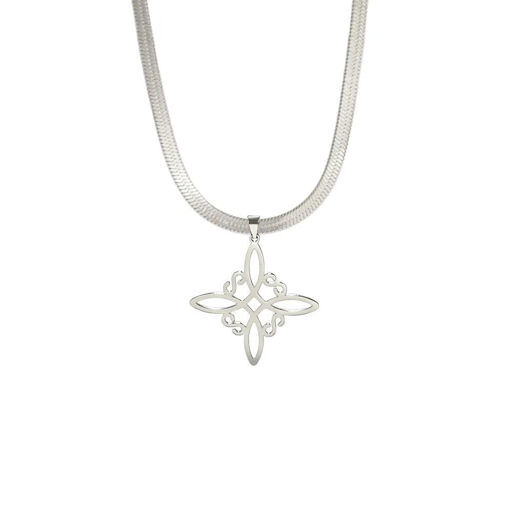 Vintage Witch Knot Necklace for Women Luck Pendant Irish Celtics Protection Amulet Stainless Steel Witchcraft Wicca Jewelry Gift