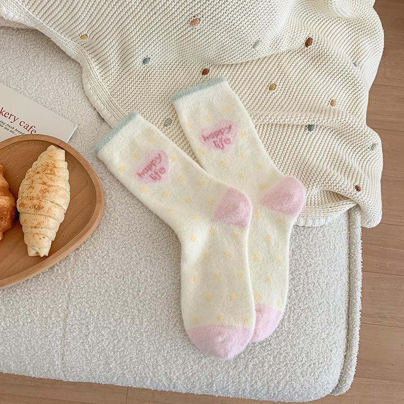 Female Autumn and Winter Thickened Warm Lovely Home Floor Sleep Cotton Socks
