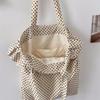 1 Polka Dot Lace Canvas Bag Women's Shoulder Large Capacity Tote Bag Student Class Commuter Bag