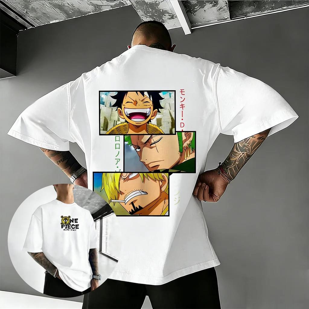 One Piece anime pattern Tshirt  Mens 2026 Summer Y2K Loose Pure Cotton ShortSleeved Tshirt  Street Casual Jacket