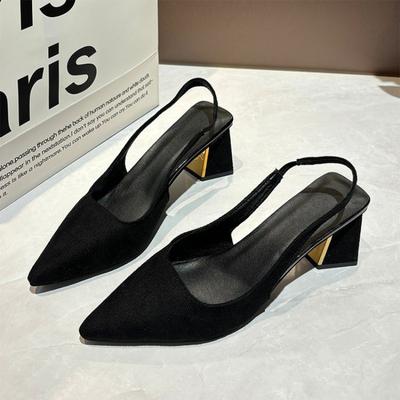 The New Style of Shoes Is A Shallow-mouthed One-strap Thick-heeled High-heeled Sandal