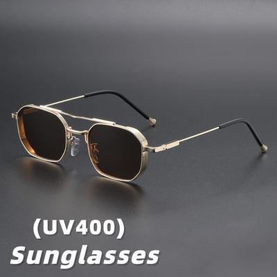 Latest Business Square-Frame Sun Glasses Glasses Premium Fashionable Durable Metal Metal Double-Bridge Glasses Unisex Classic Driving Shades