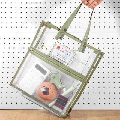 Transparent PVC Double-Layer Waterproof Handbag - Durable Storage Bag for Junior High School Exam