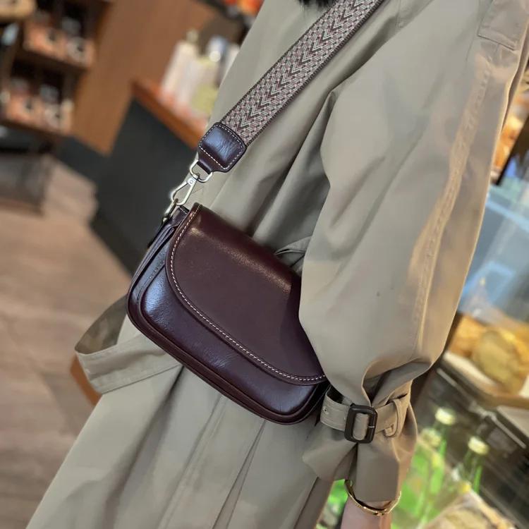 Female Cowhide Luxury Retro Crossbody Bag Women Natural Cow Leather Bag Lady High Quality Commuter Shoulder Bags Ladies Handbag