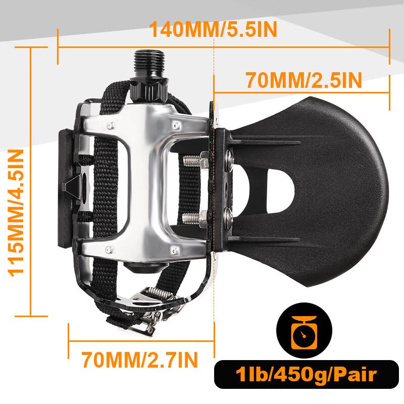 GEETHA Aluminum Alloy Bicycle Pedals with Toe Clips
