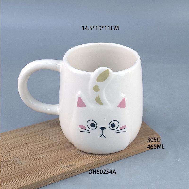 Креативная керамическая кружка с рельефным рисунком кошки, расписанная вручную, для дома, для завтрака, для молока, сувенир, милая кружка, подарок 401-500ml