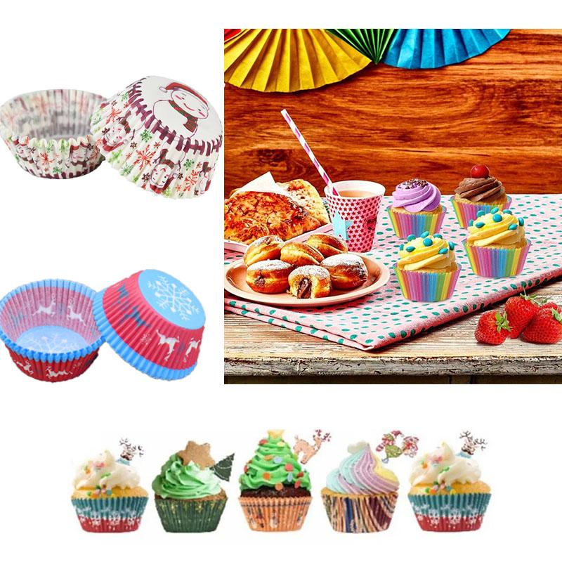 Cupcake-Förmchen Wiederverwendbar Antihaft Backförmchen Regenbogen Floral Weihnachtsdesign Muffin-Förmchen zum Backen von Cupcakes Kuchen Dekoration