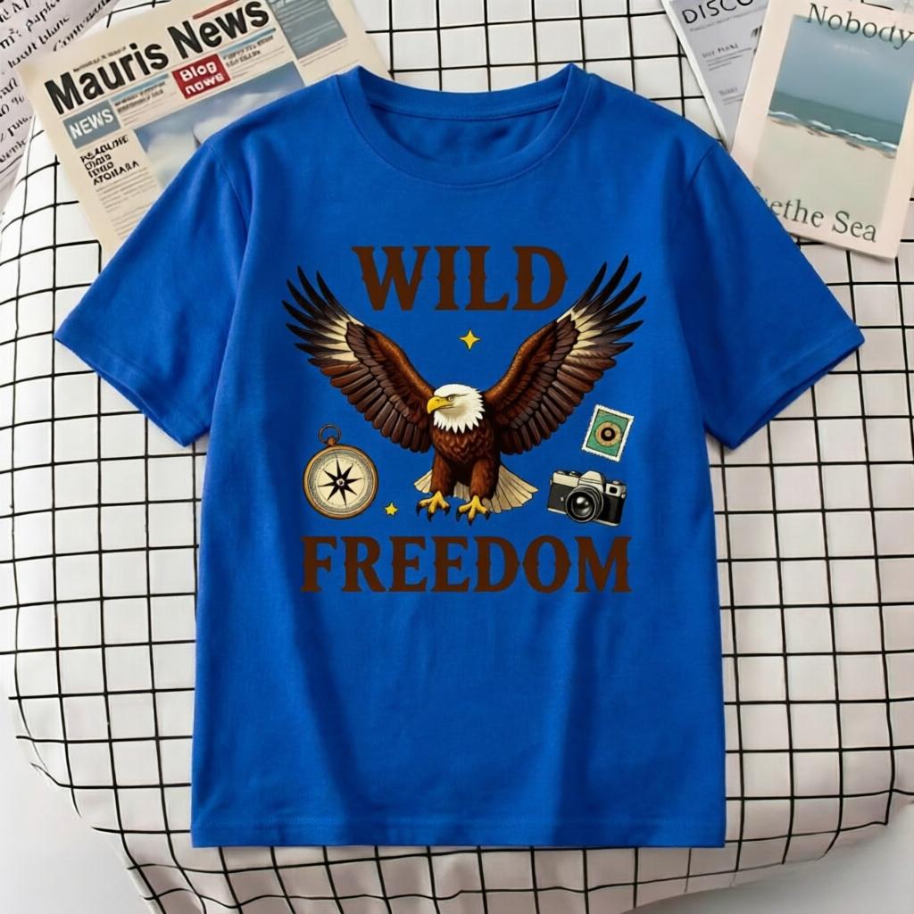 Unisex 100 Cotton Oversize T Shirt Wild Freedom Bald Eagle Compass Camera Print Vintage Adventure Outdoor Short Sleeve Tee