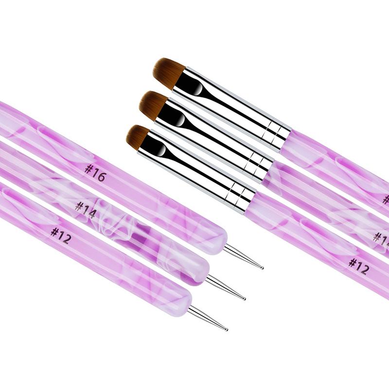 3Pcs 2 In1 Dual End Nail Art Brush Dotting Pen Manicure Tool For Gel Acrylic Nail Art Painting Dotting Tools Extension Gel Brush