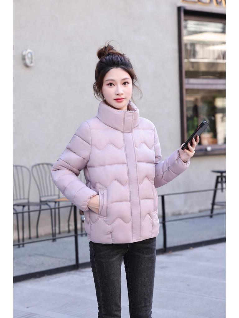 Damen Kurze Daunen Baumwolljacke, 2025 Wintermode Stehkragen Slim-Fit Warme Oberbekleidung