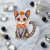 1pc Mexican Day of the Dead Skeleton Cat Enamel Pin, Skeleton Cat Badge, Suitable for Day of the Dead Fashion Accessory Gift