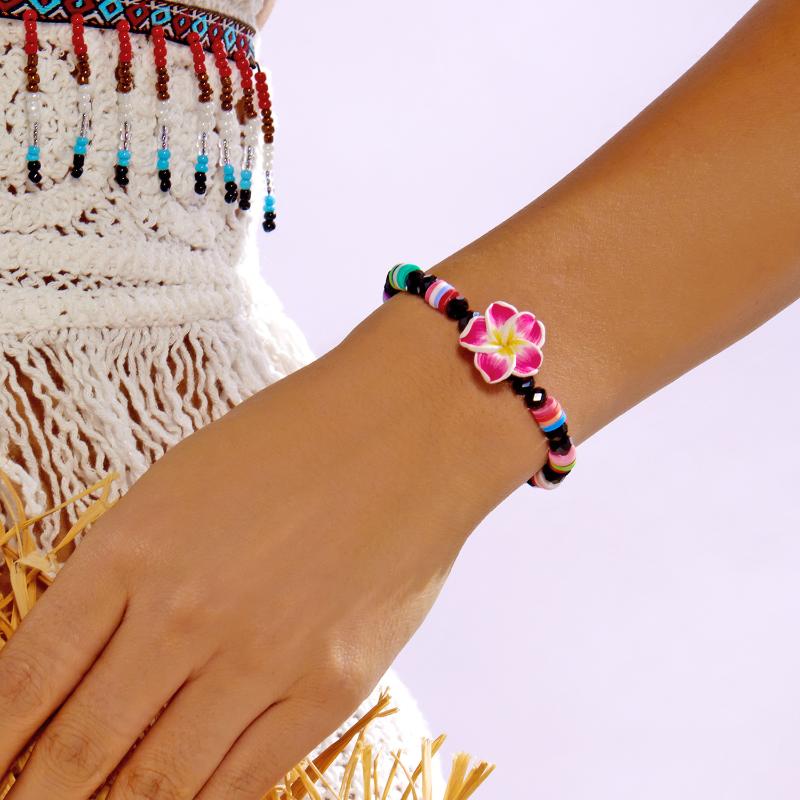 Bohemian Colorful Flower Charm Bracelets For Women Adjustable Pull String Summer Vacation Bangles Girls Party Jewelry Gift
