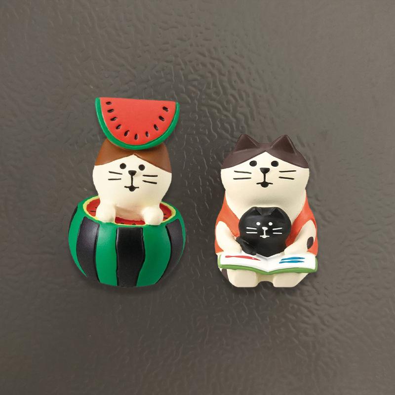 Cat Fridge Magnet, Cute Handmade Decoration, Bread Coffee Shop Accessory, Resin Small Figurine