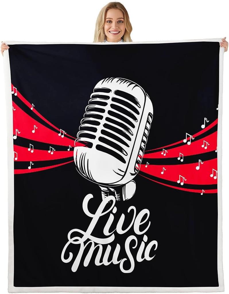 Musical Instrument Blanket Violin Piano Art Fleece Throw Music Lover Decor Colorful Abstract Design Cozy Cover