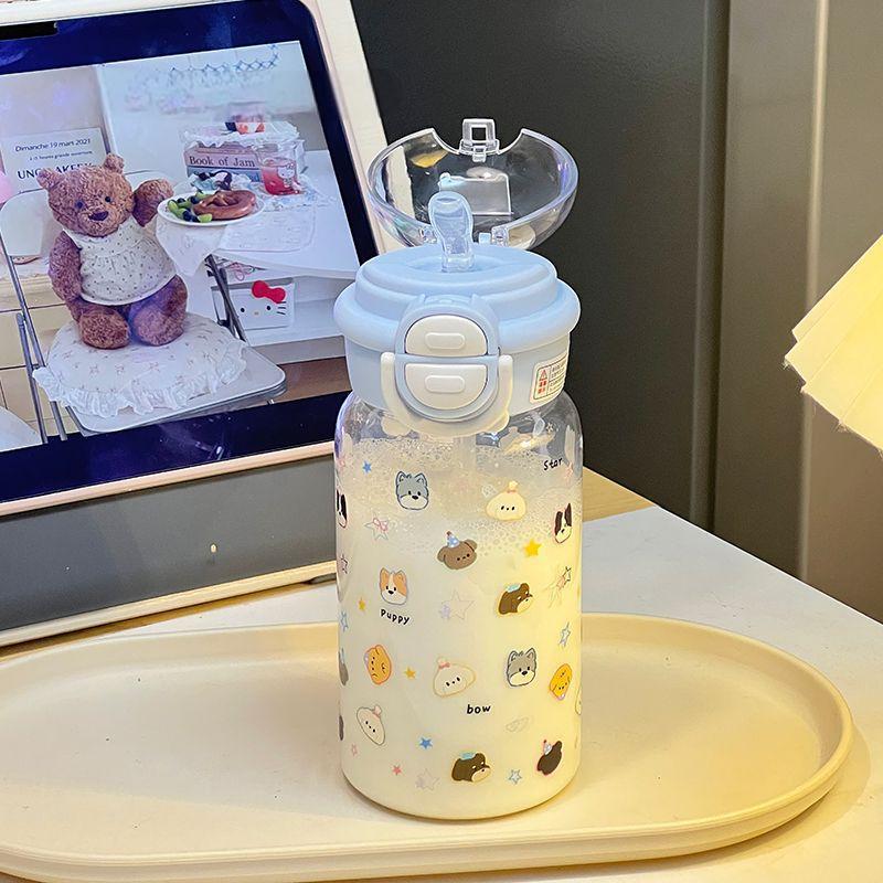 Large Capacity Cartoon Straw Cup for Kids - Portable Outdoor Plastic Water Cup