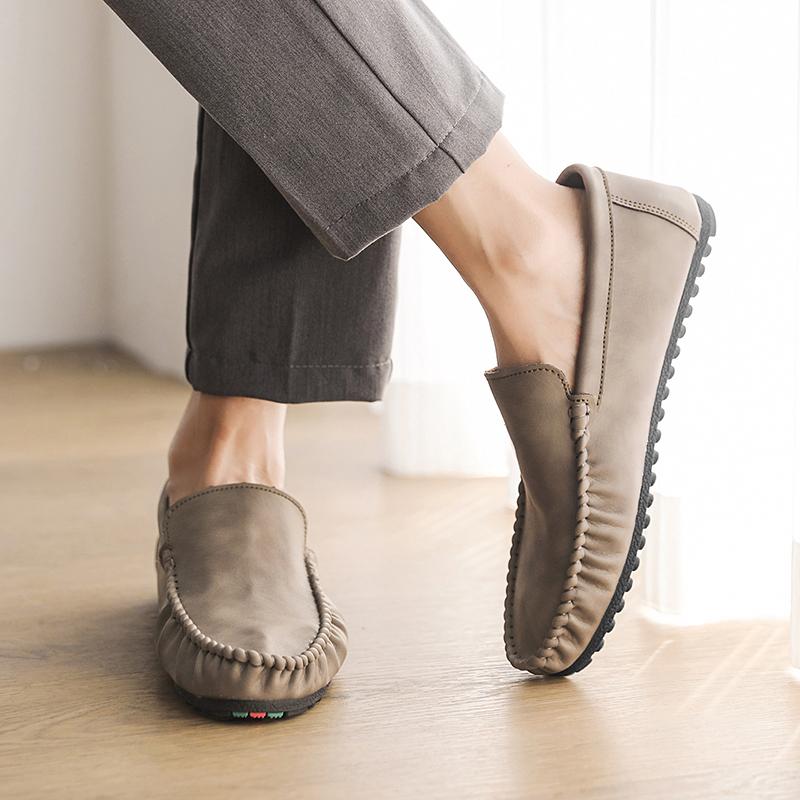 Fashion Non Slip Walking Office Work Shoes Mens Leather Shoes 2025 Casual Slip on Formal Dress Loafers Breathable Soft Flats for Male