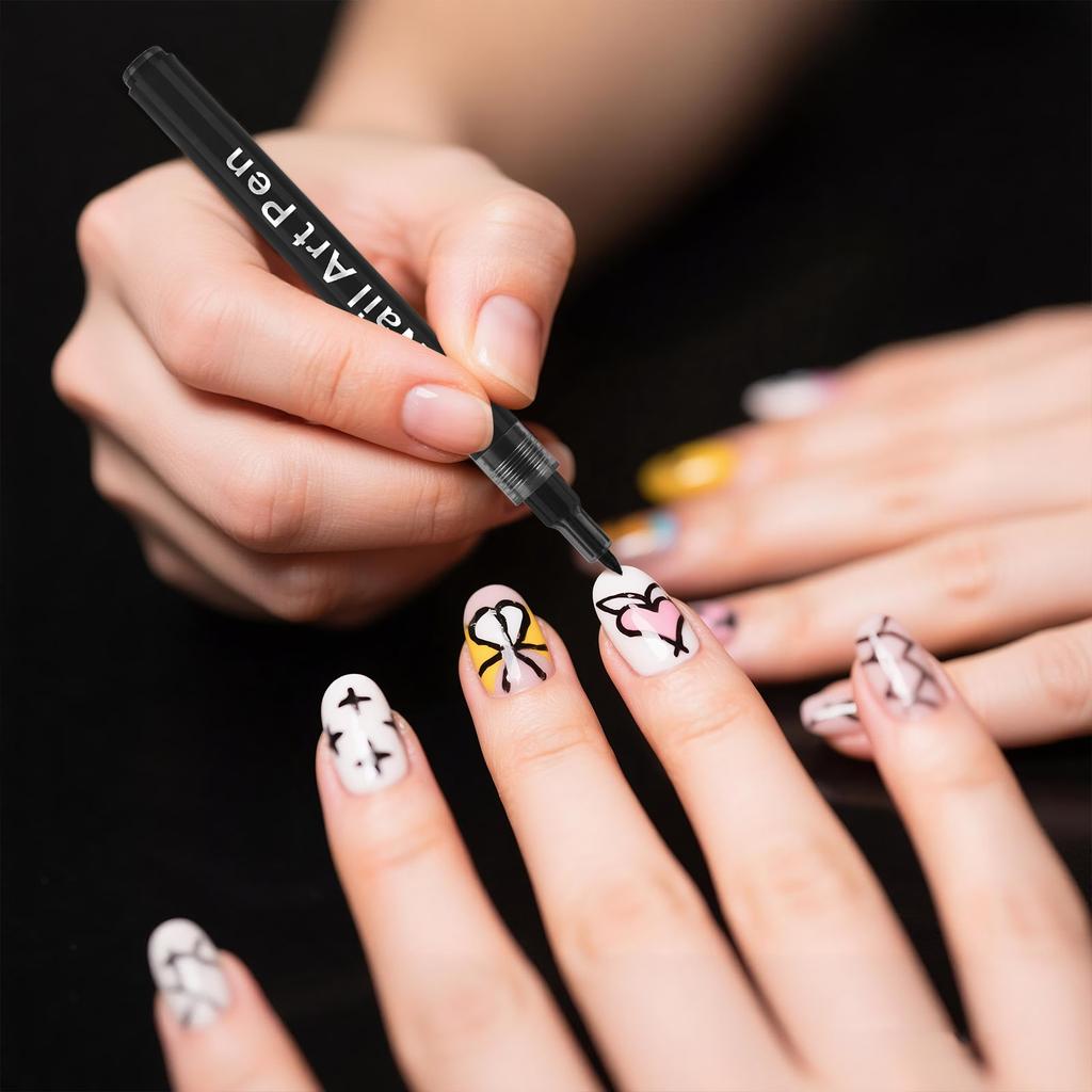 Nagelkunst Stift Set Feine Spitze Nageldesign Zeichenstifte für Maniküre DIY Detailarbeit und Umrisszeichnung Packung mit 12 Stück